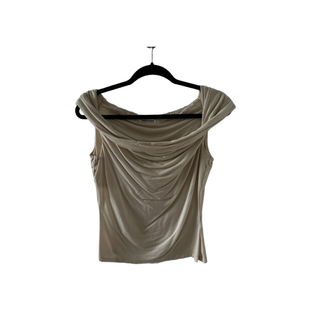 Reformation Cream Cello Knot Top